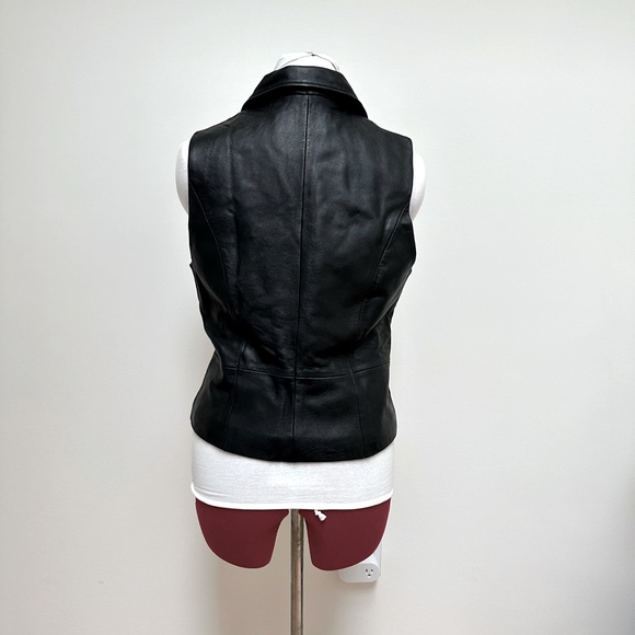 Black lambskin leather zip vest - Picture 2 of 3